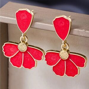 NIP Fashion Flower Stitched 5-Petal Women's Earrings Summer Casual Beach